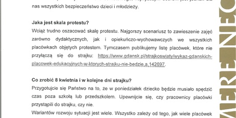 List Prezydent Dulkiewicz w sprawie strajku w oświacie